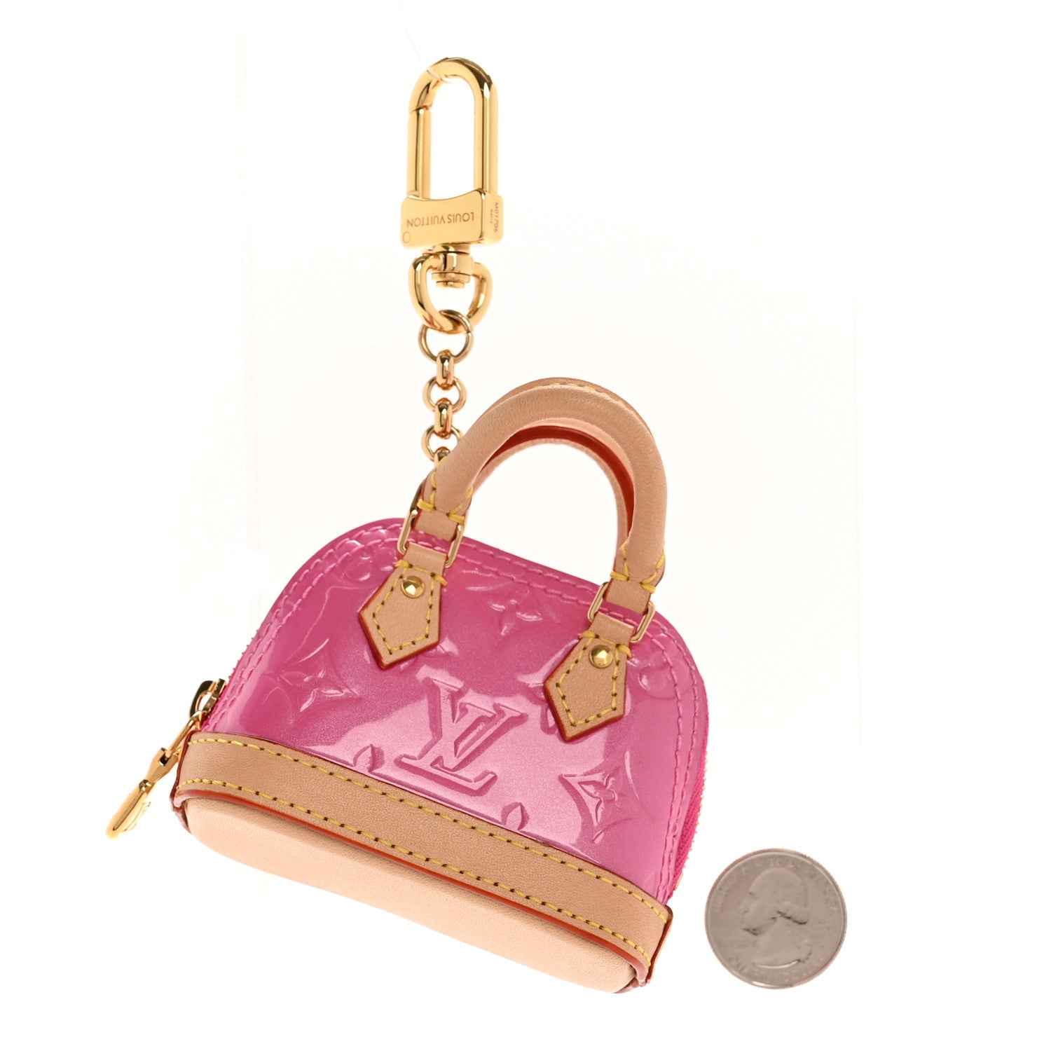 Louis Vuitton Vernis Monogram Micro Alma Bag Charm Key Holder Neon Pink 2 of 5