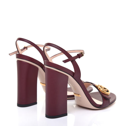 Gucci Lifford Calfskin GG Marmont Ankle Wrap 105mm Sandals 39 Vintage Bordeaux 4 of 7