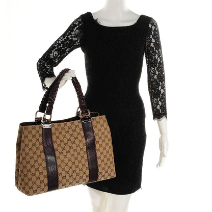 Gucci Monogram Medium Bamboo Bar Tote Bordeaux 2 of 9