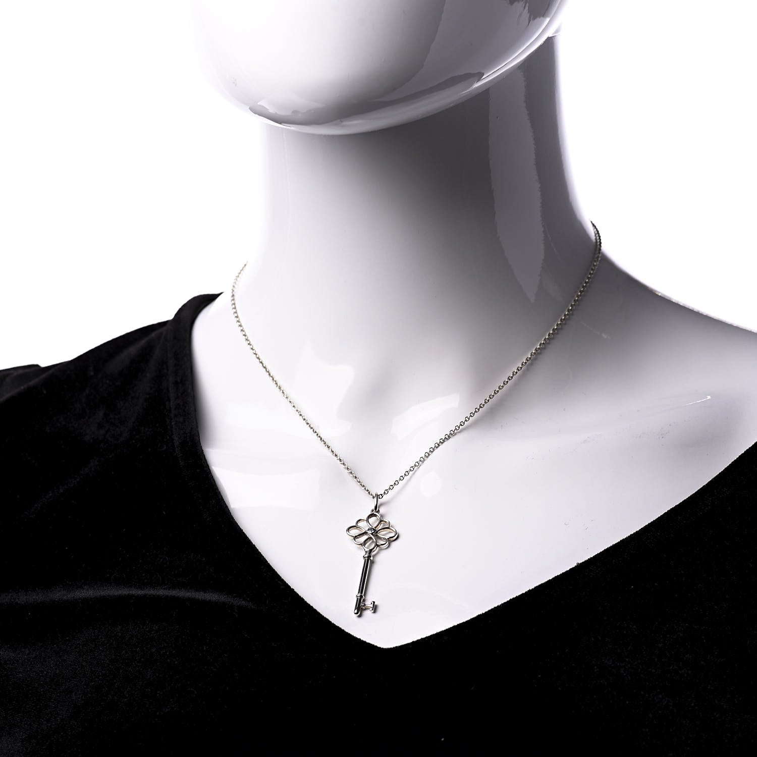Tiffany Sterling Silver Sapphire Knot Key Pendant Necklace 2 of 7