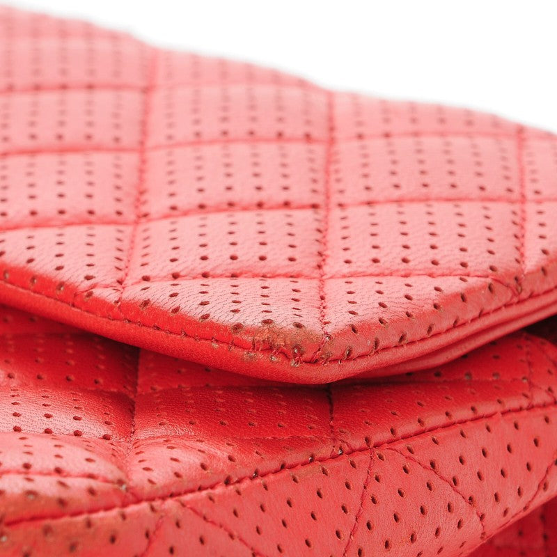 Chanel Lambskin Perforated Medium Double Flap Red 6 of 13