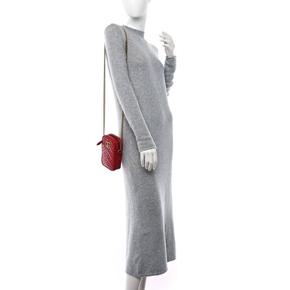 Gucci Calfskin Matelasse Mini GG Marmont Crossbody Bag Hibiscus Red 2 of 11