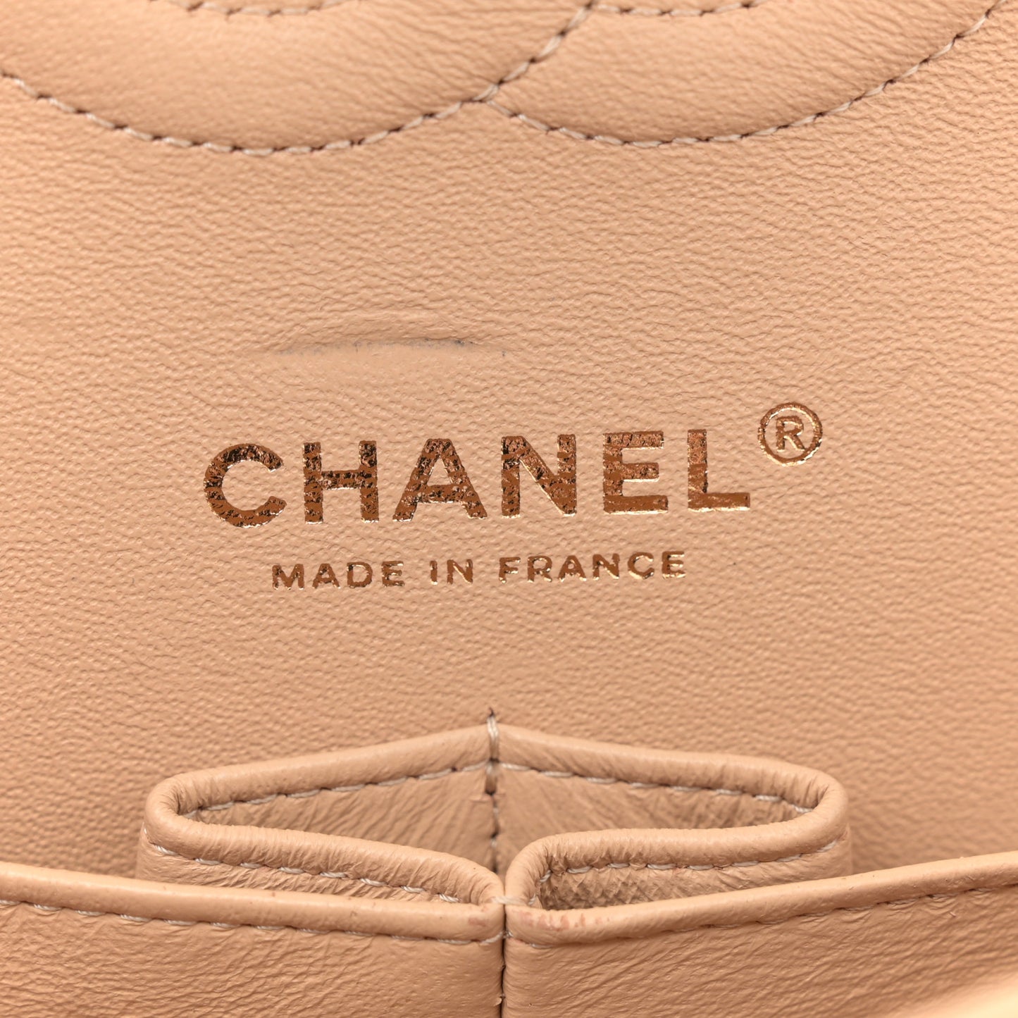 Caviar Quilted Medium Double Flap Beige
