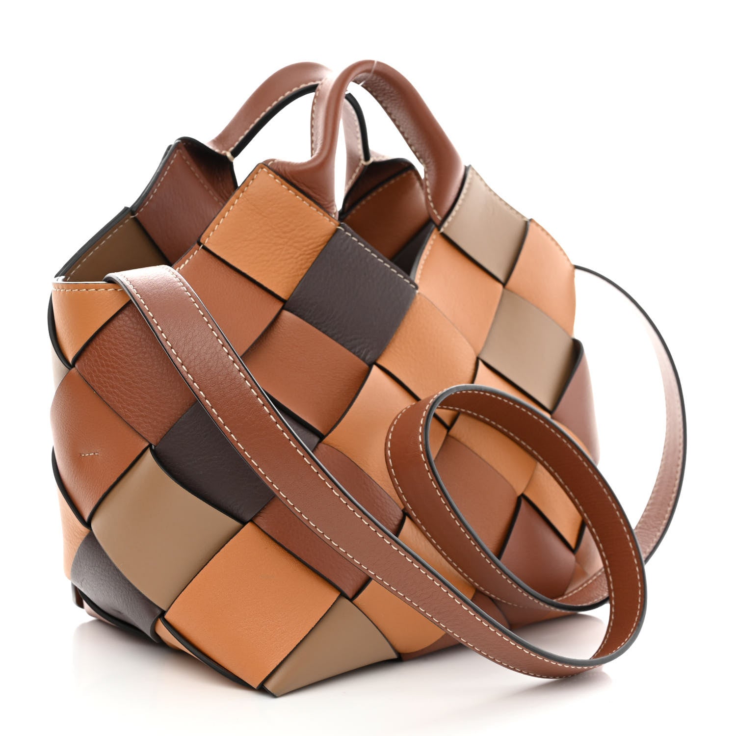 Loewe Calfskin Small Woven Basket Surplus Bag Brown 3 of 10
