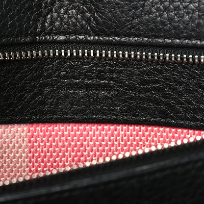 Gucci Pebbled Calfskin Medium Bamboo Daily Flap Shoulder Bag Black 6 of 12