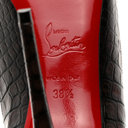 Christian Louboutin Calfskin Crocodile Embossed Kate 100 Pumps 38.5 Expresso 7 of 8