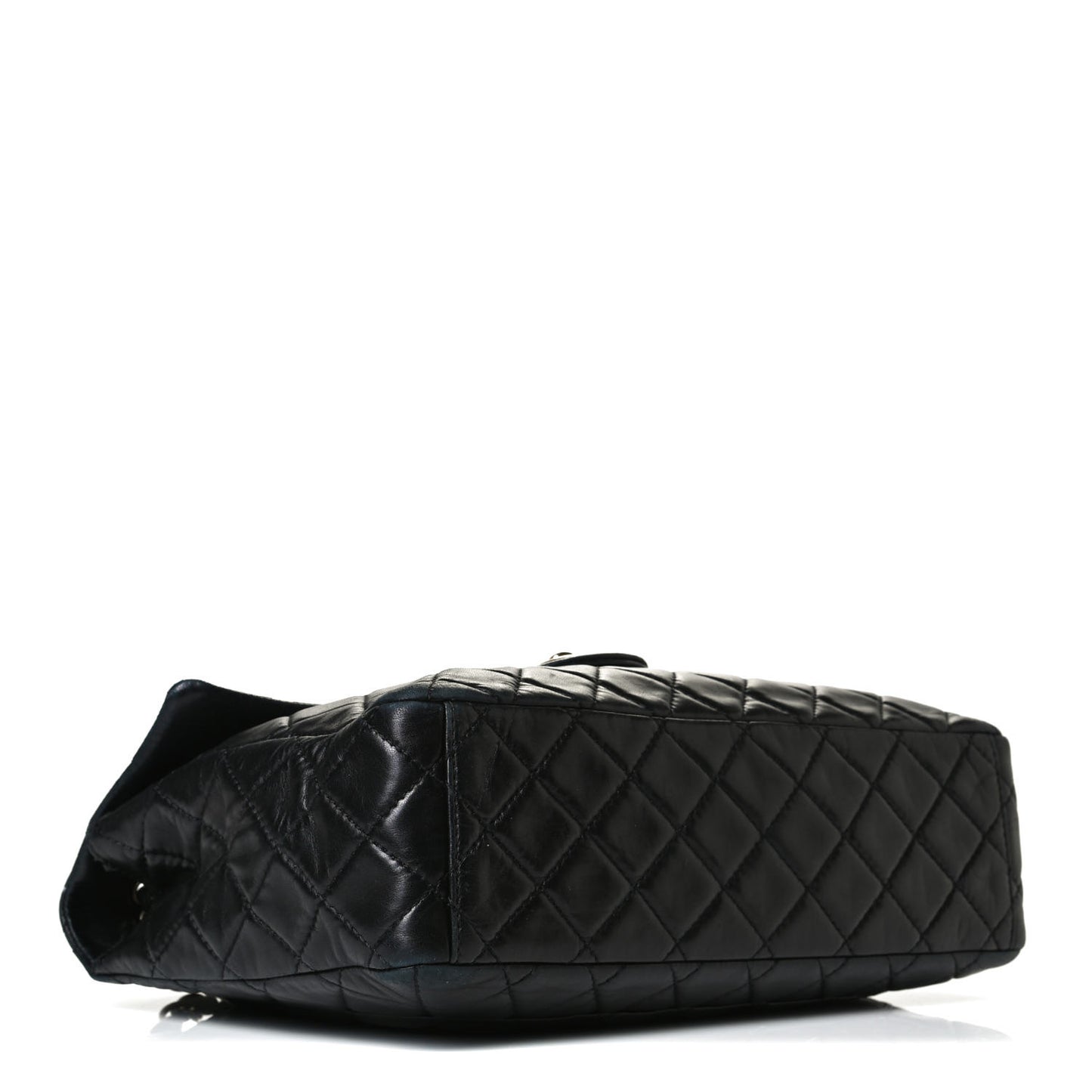 Washed Lambskin Quilted Maxi Single Flap Black