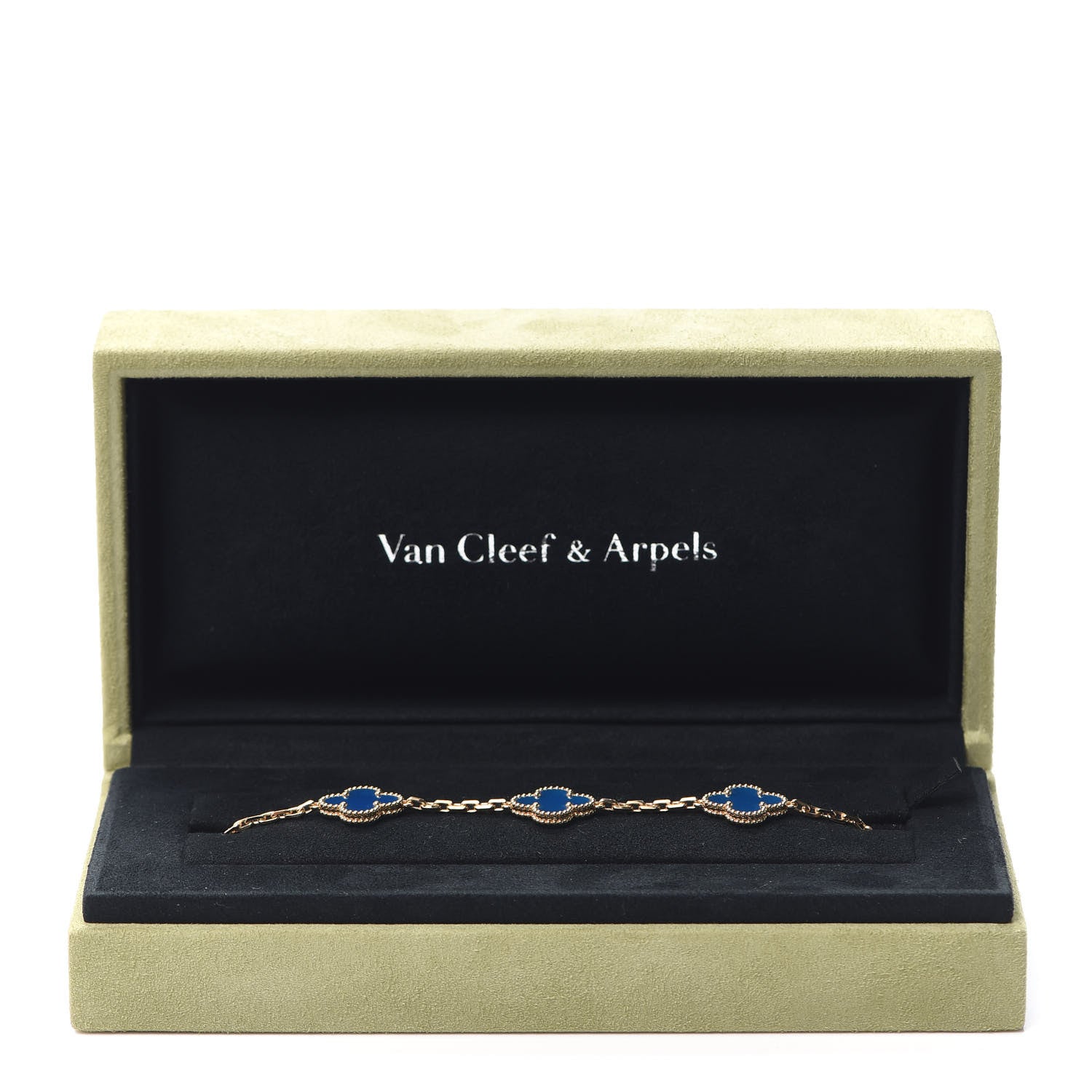 Van Cleef & Arpels 18K Yellow Gold Blue Agate 5 Motifs Vintage Alhambra Bracelet 8 of 8