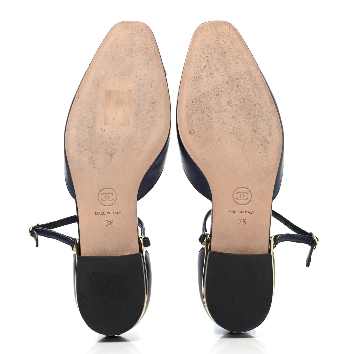Lambskin Cap Toe CC Flats 36 Navy Black