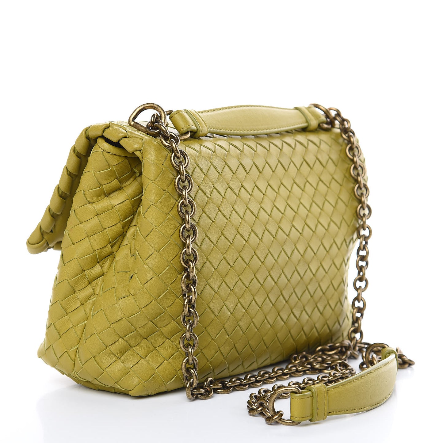 Nappa Intrecciato Small Olimpia Shoulder Bag Chartreuse