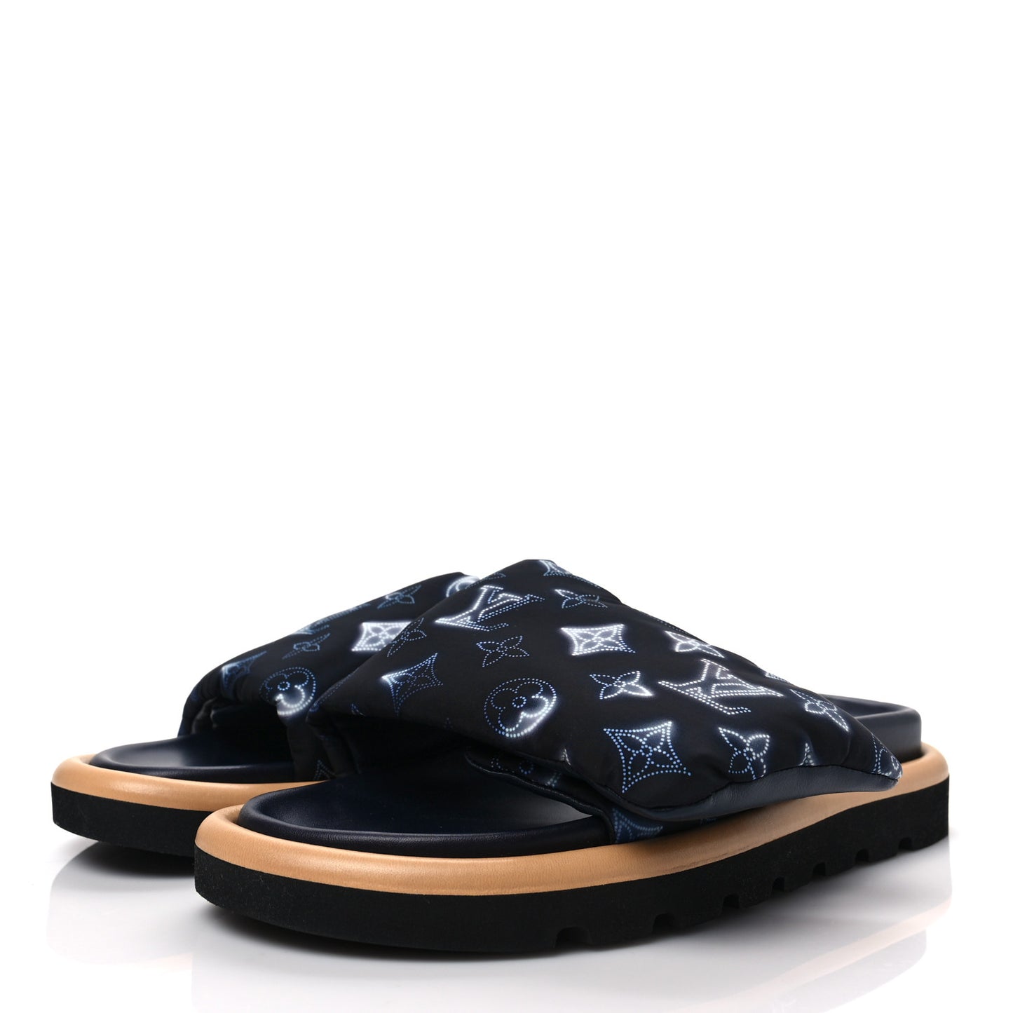 Nylon Monogram Womens Pool Pillow Comfort Mules 39 Navy Blue