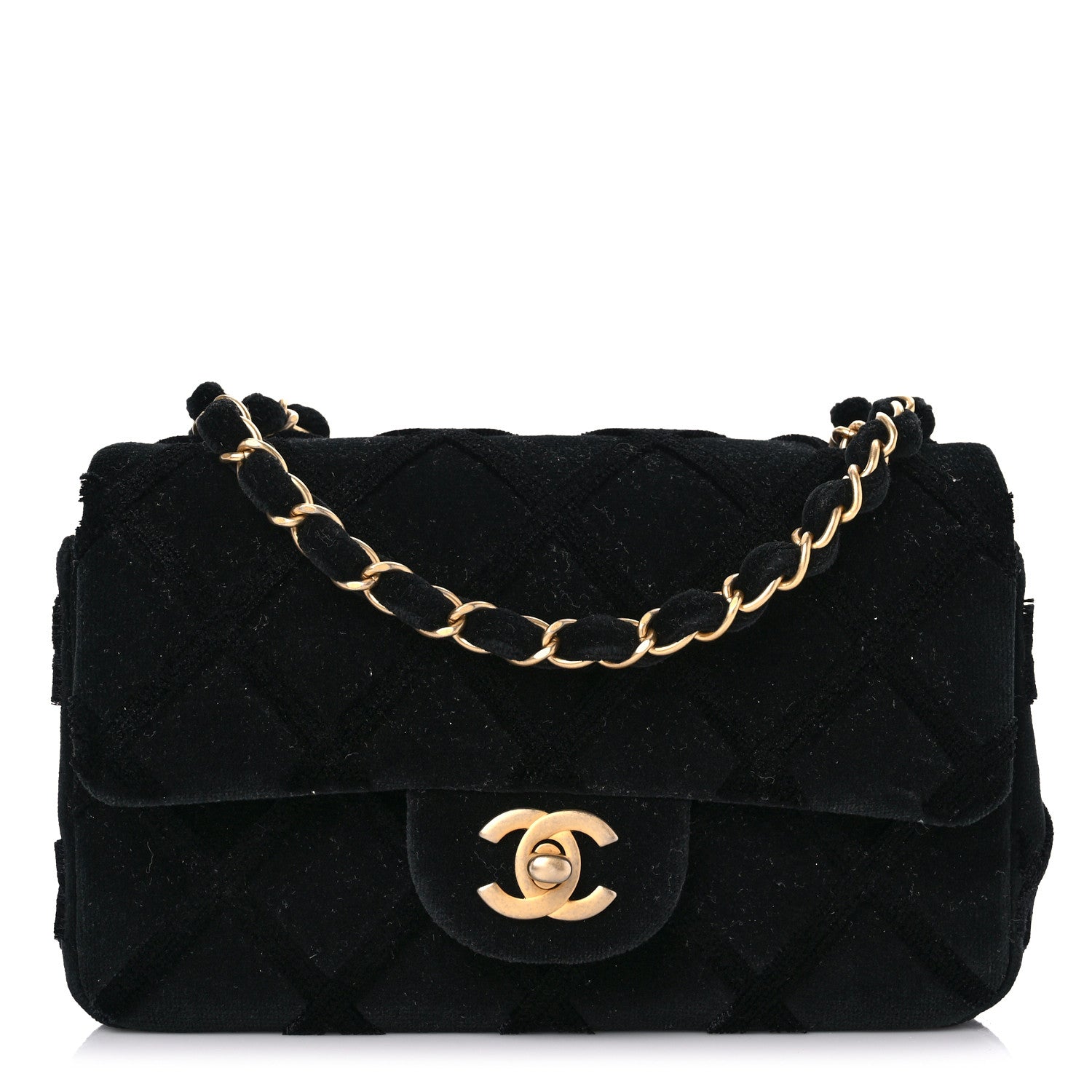 Chanel Velvet Quilted Mini Rectangular Flap Black 1 of 10