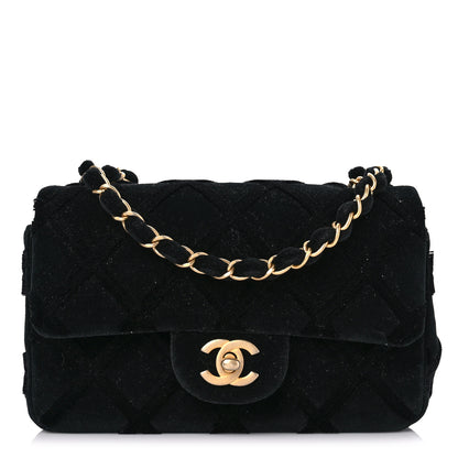 Chanel Velvet Quilted Mini Rectangular Flap Black 1 of 10