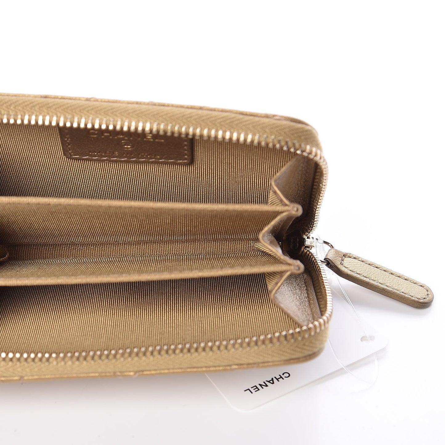 Metallic Lambskin Egyptian Amulet Zip Coin Purse Gold