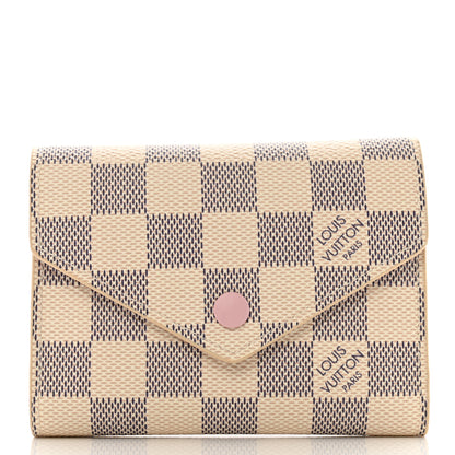Louis Vuitton Damier Azur Victorine Wallet Rose Ballerine 1 of 9
