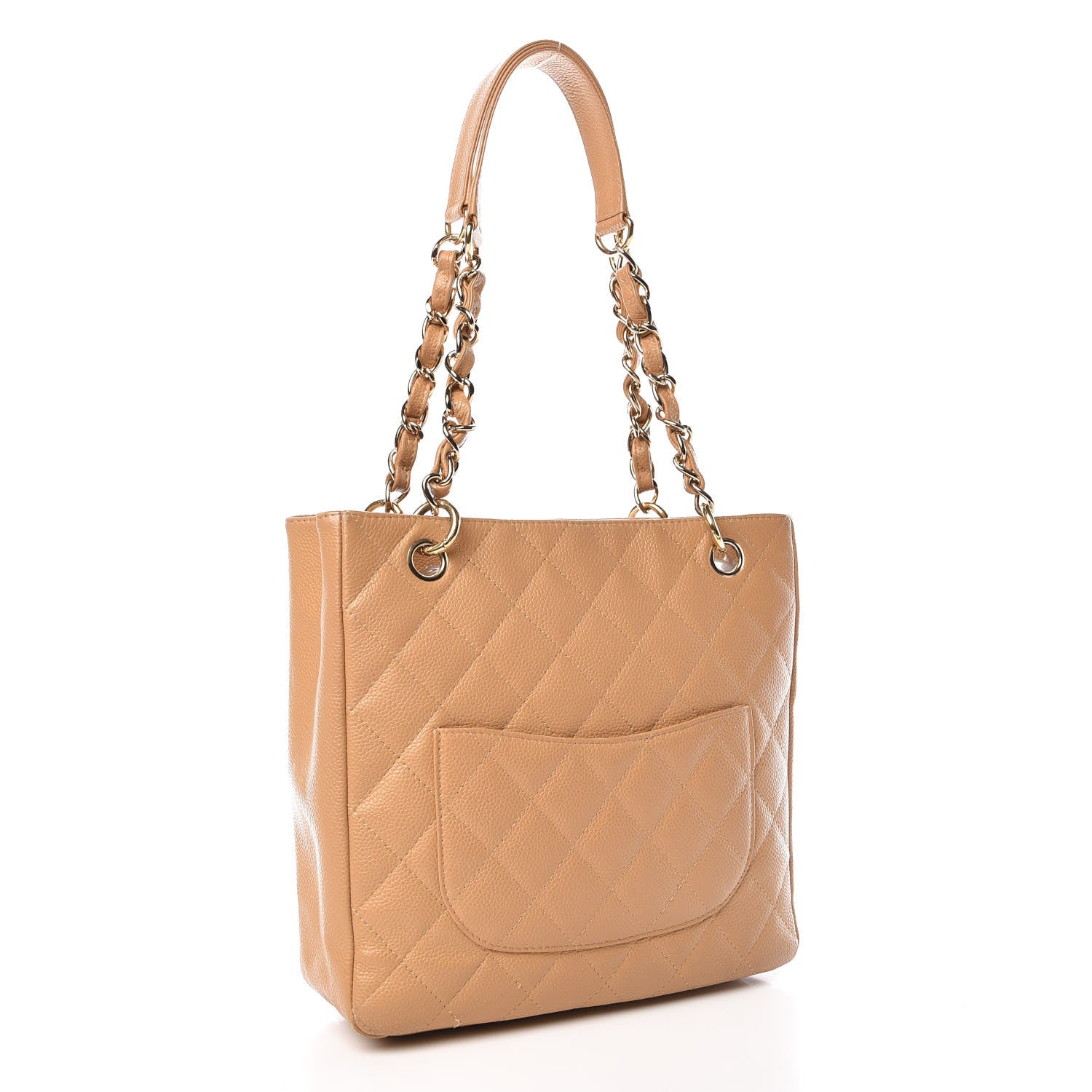 Chanel Caviar Quilted Petit Shopping Tote PST Dark Beige 3 of 17