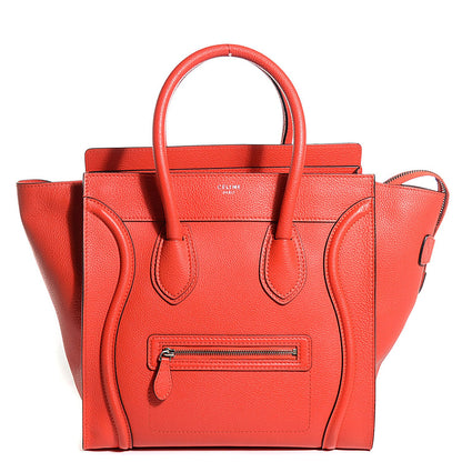 Celine Drummed Calfskin Mini Luggage Vermillion 1 of 8
