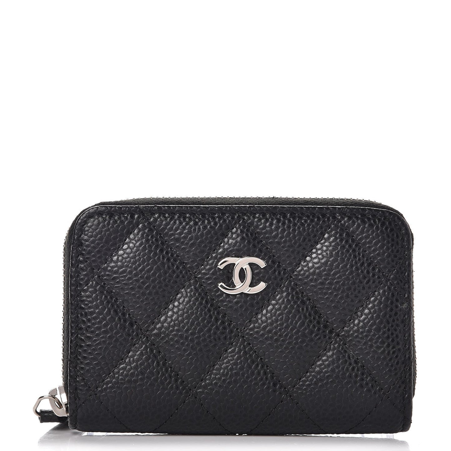 Caviar Quilted Zip Coin Purse Black