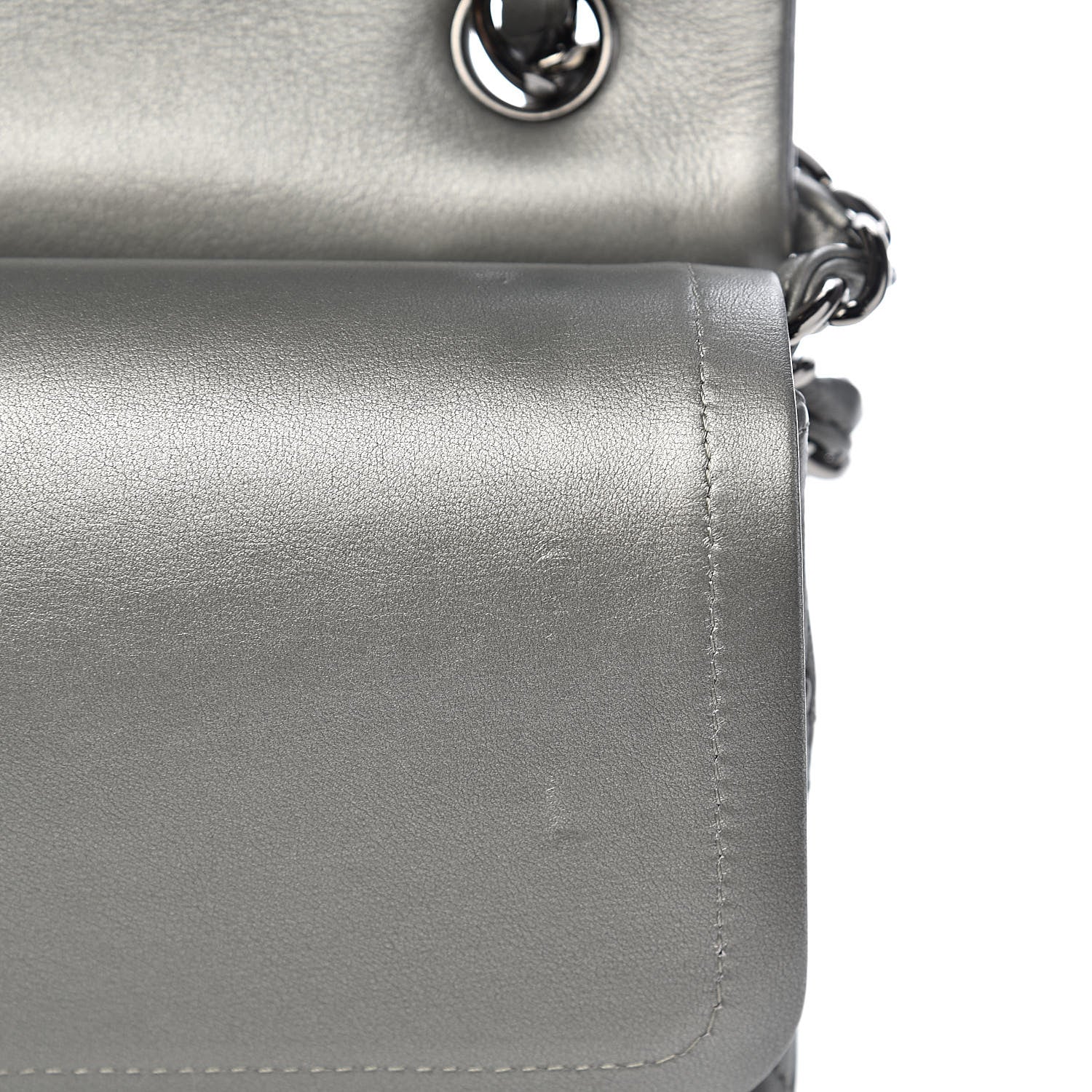 Chanel Metallic Calfskin Quilted Jumbo Double Flap Silver 11 of 20