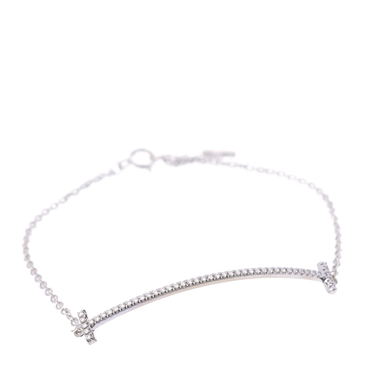 18K White Gold Diamond T Smile Bracelet