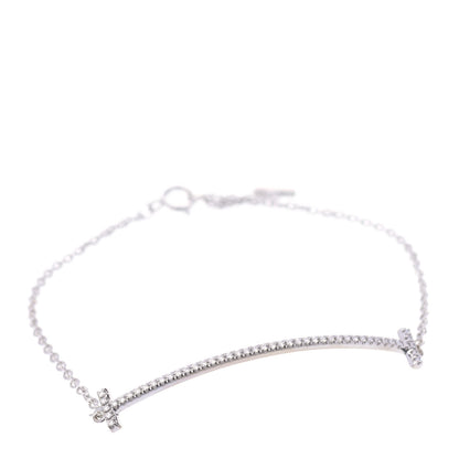 Tiffany 18K White Gold Diamond T Smile Bracelet 1 of 6