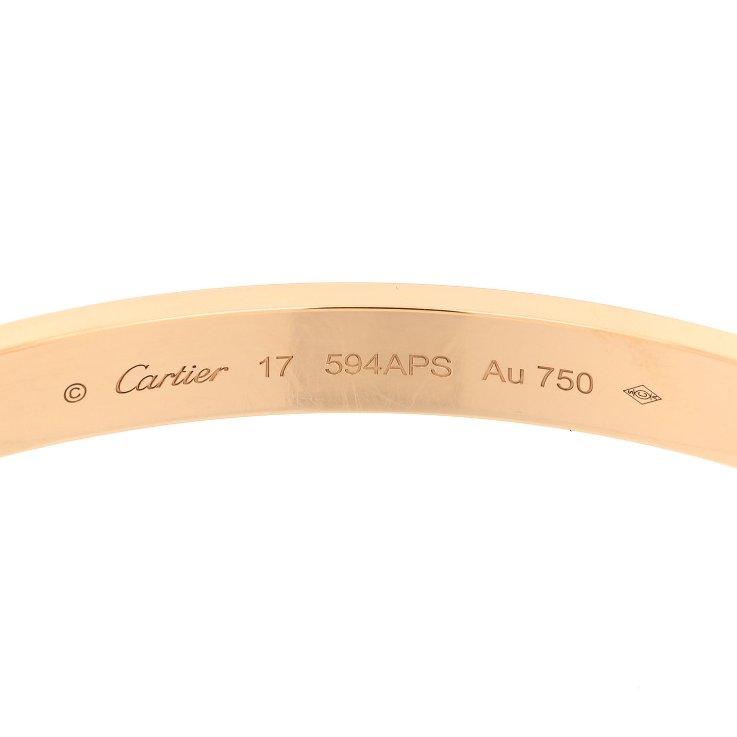 18K Yellow Gold LOVE Single Screw Bracelet 17