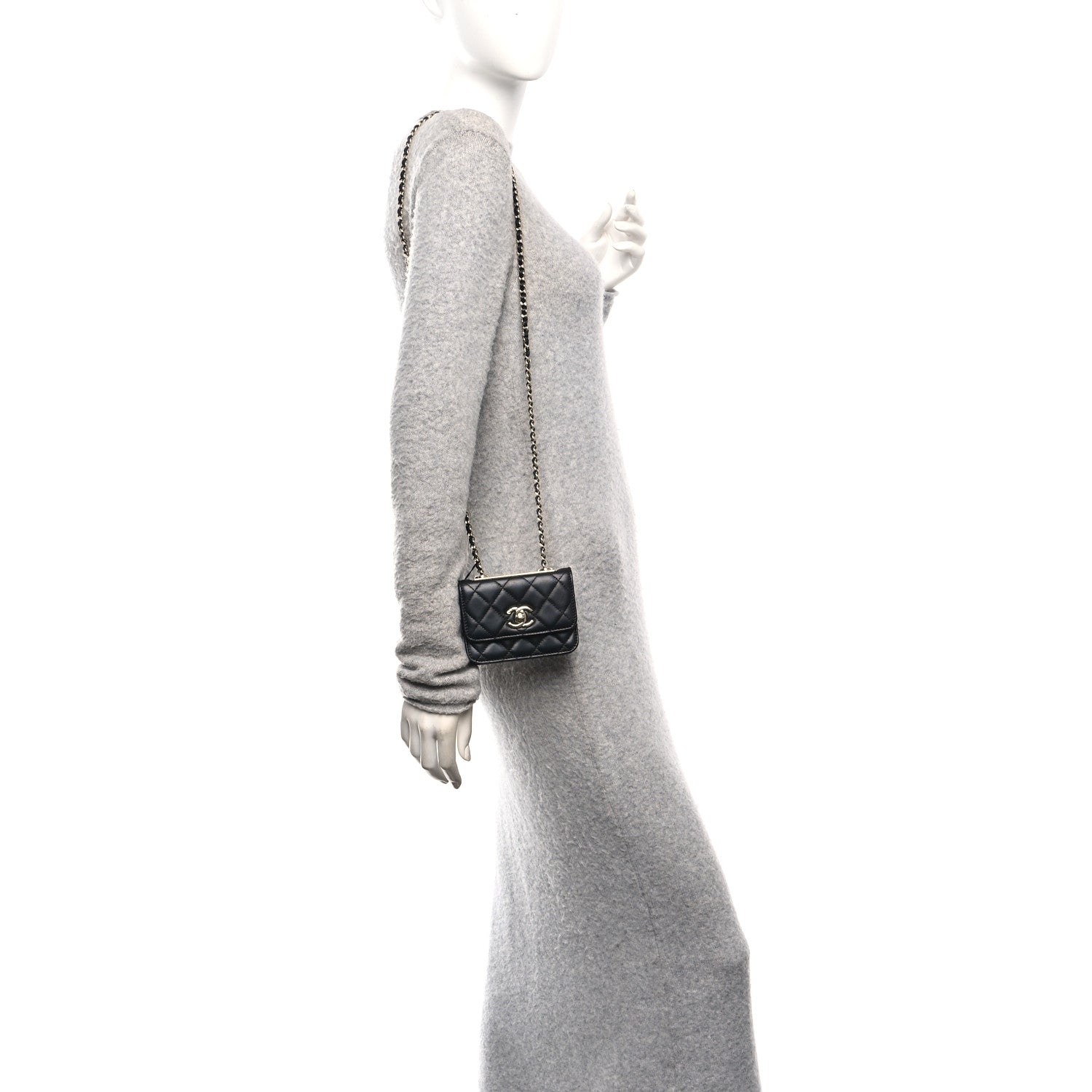 Chanel Lambskin Quilted Trendy CC Card Holder On Chain Black 2 of 12