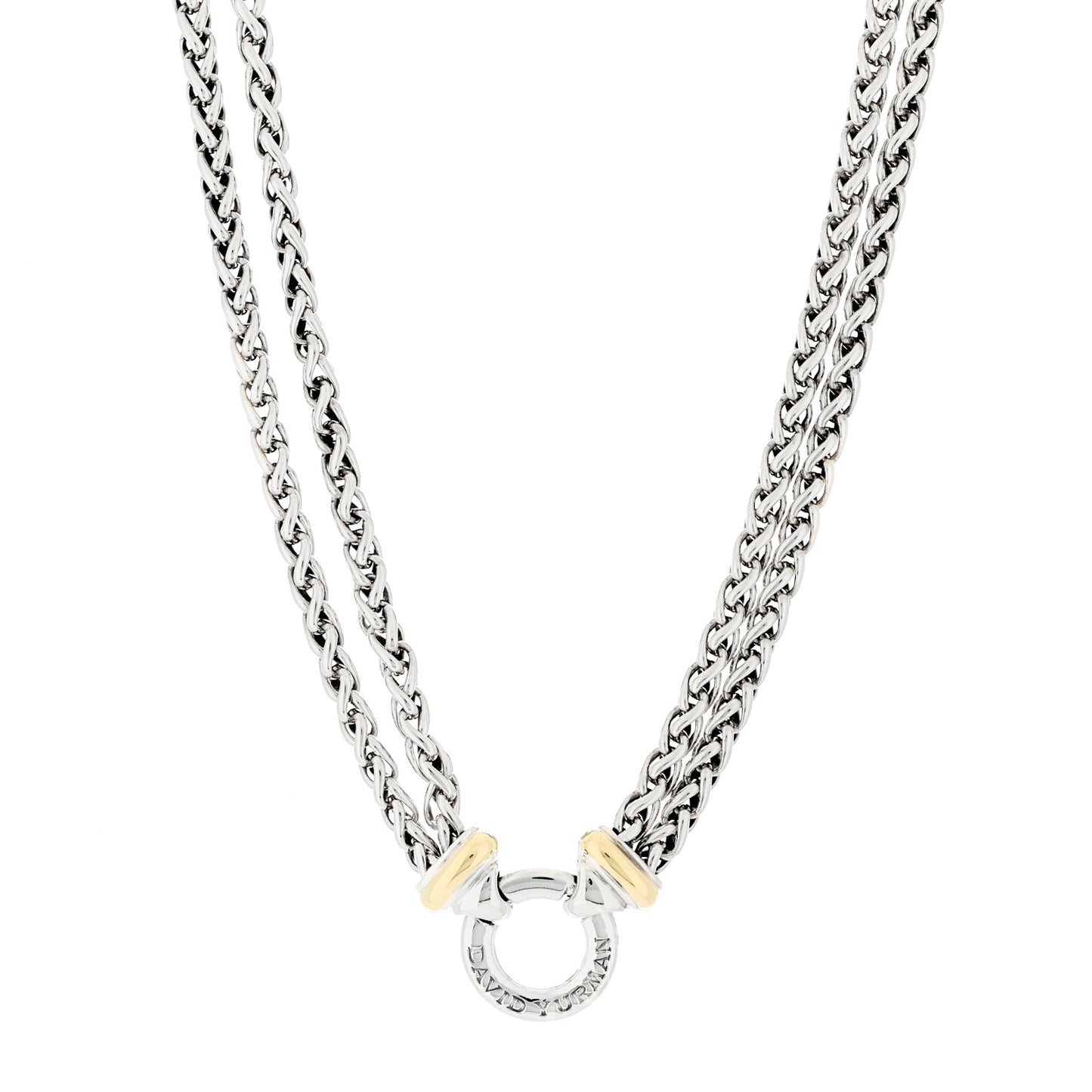 Sterling Silver 18K Yellow Gold 8mm Double Wheat Chain Necklace