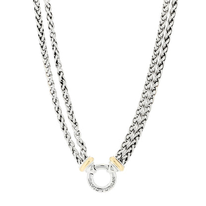 David Yurman Sterling Silver 18K Yellow Gold 8mm Double Wheat Chain Necklace 1 of 4