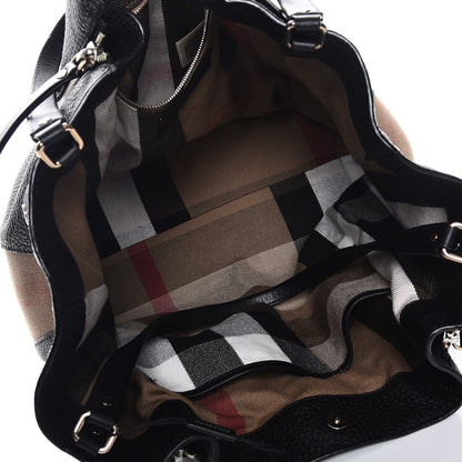 Burberry Grainy Calfskin House Check Medium Maidstone Black 5 of 8