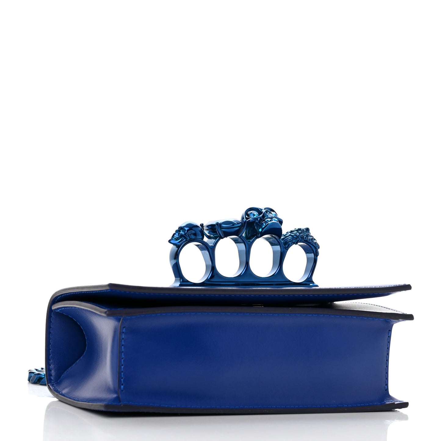 Calfskin Mini Jeweled Knuckle Satchel Royal Blue