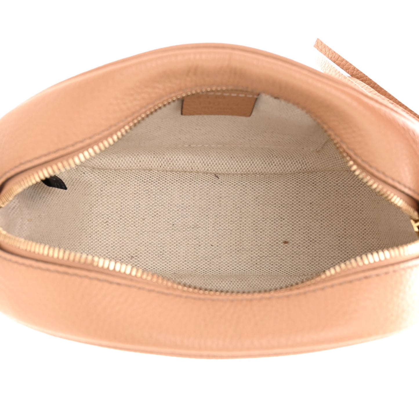 Pebbled Calfskin Oval Soho Shoulder Bag Beige Camelia