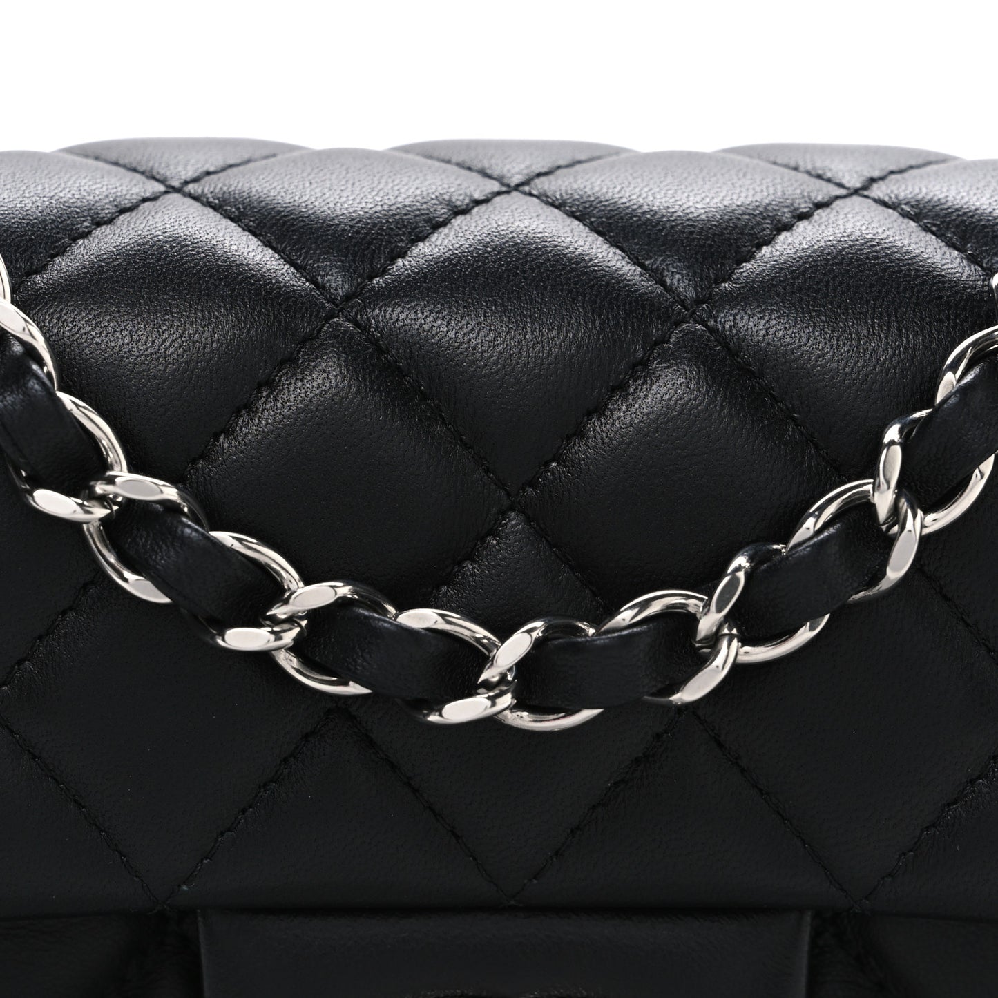 Lambskin Quilted Mini Rectangular Flap Black
