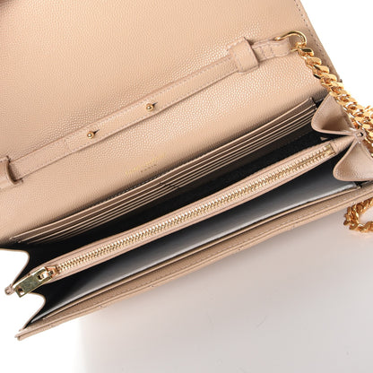 Saint Laurent Grain De Poudre Matelasse Chevron Monogram Chain Wallet Nude Powder 5 of 7