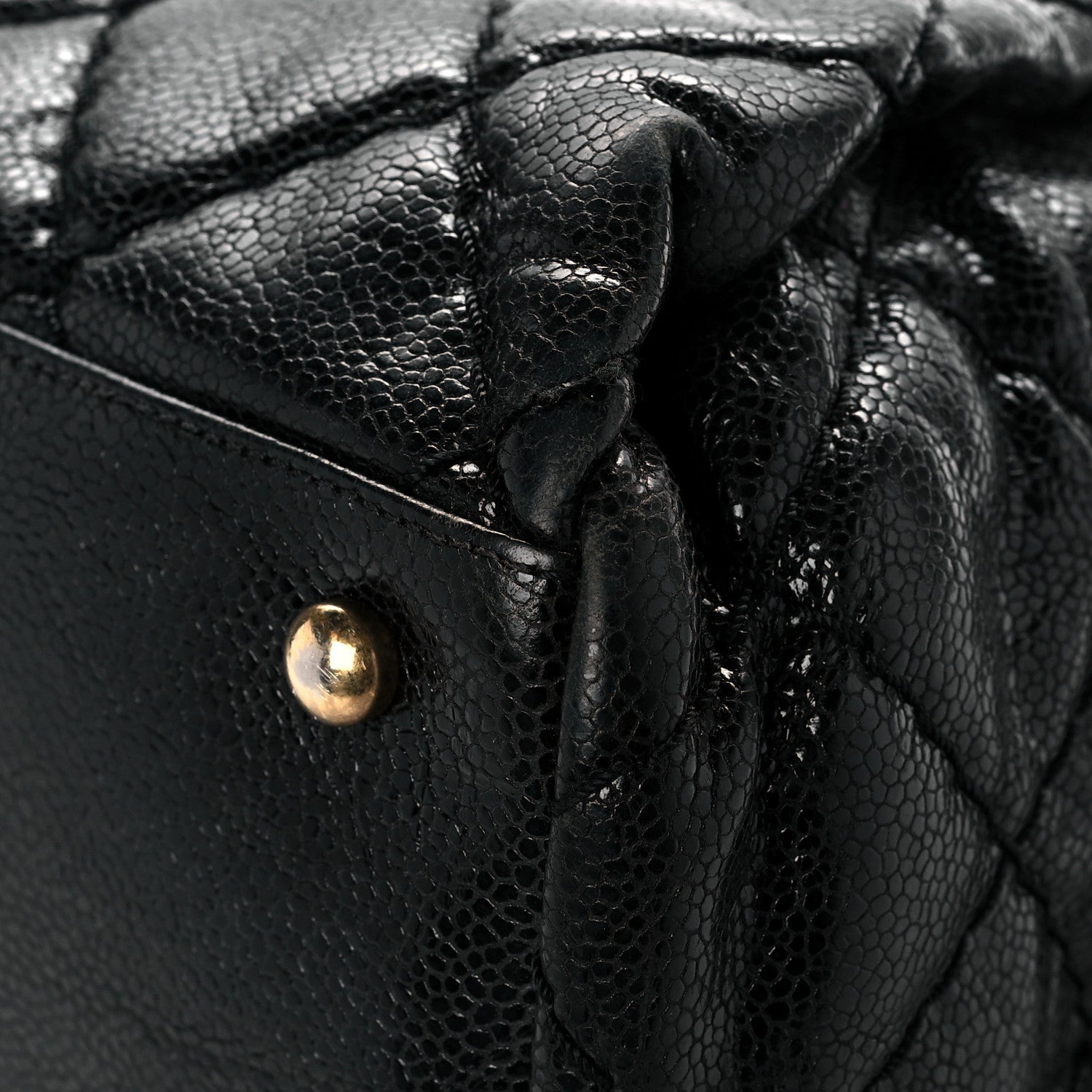 Chanel Crumpled Grained Calfskin Large Coco Pleats Tote Black 9 of 14
