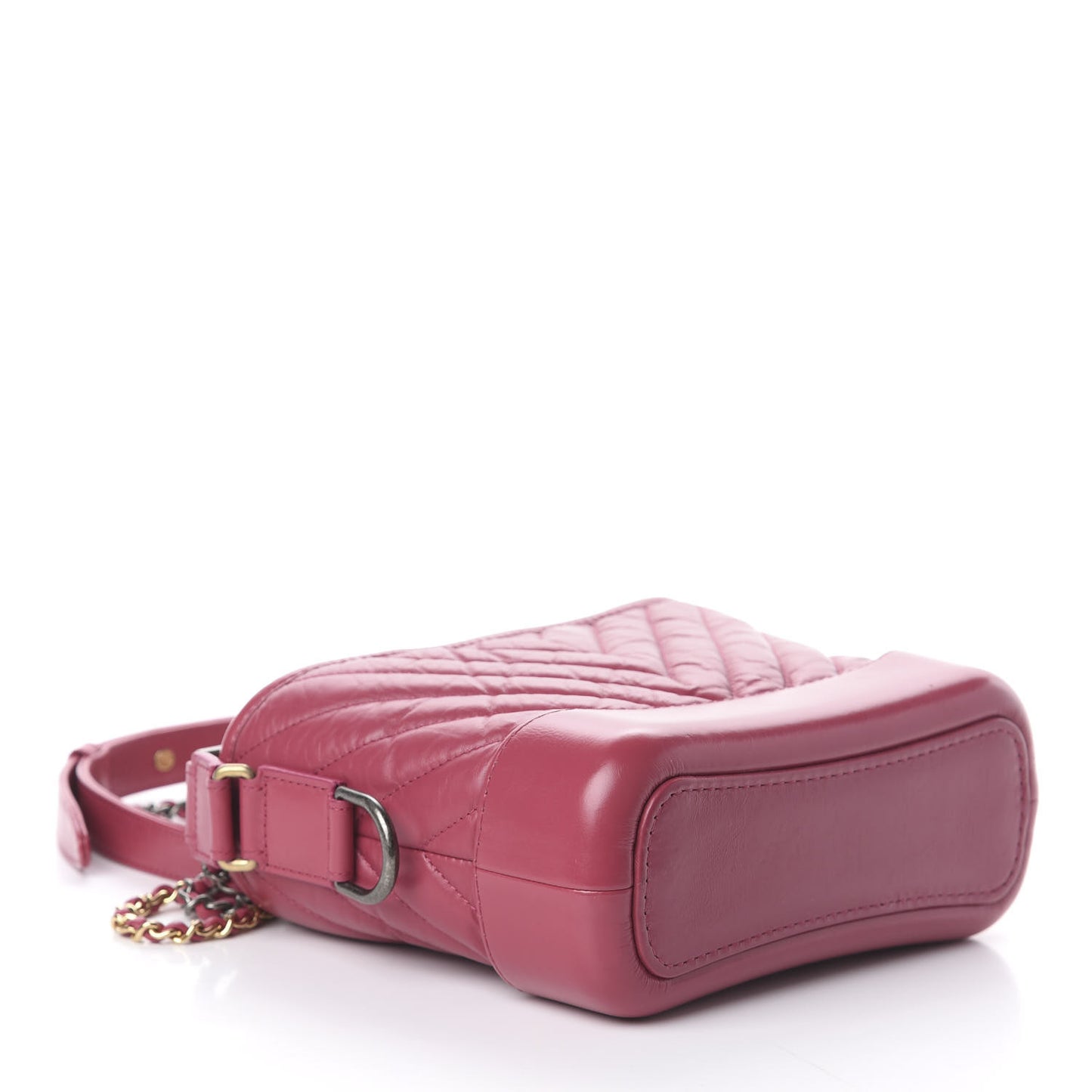 Aged Calfskin Chevron Quilted Small Gabrielle Hobo Dark Pink