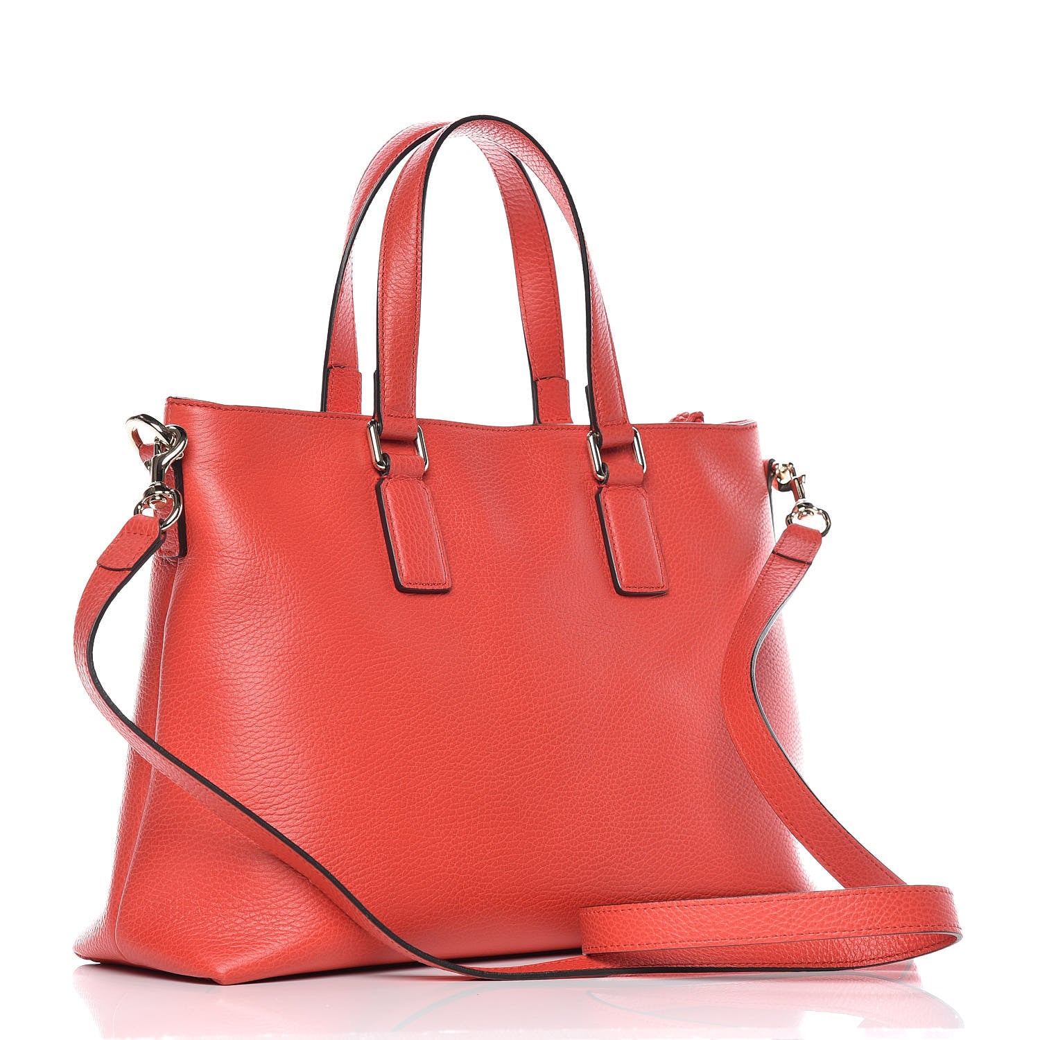 Gucci Calfskin Bamboo Tassel Top Handle Tote Red 3 of 11
