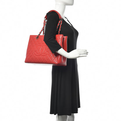 Chanel Caviar Quilted Grand Shopping Tote GST Red 2 of 10