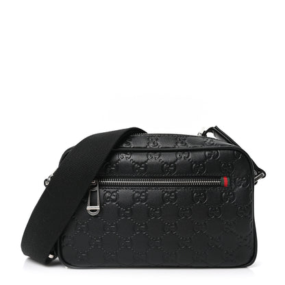 Gucci GG Calfskin Embossed Emblem Small Crossbody Bag Black 1 of 10