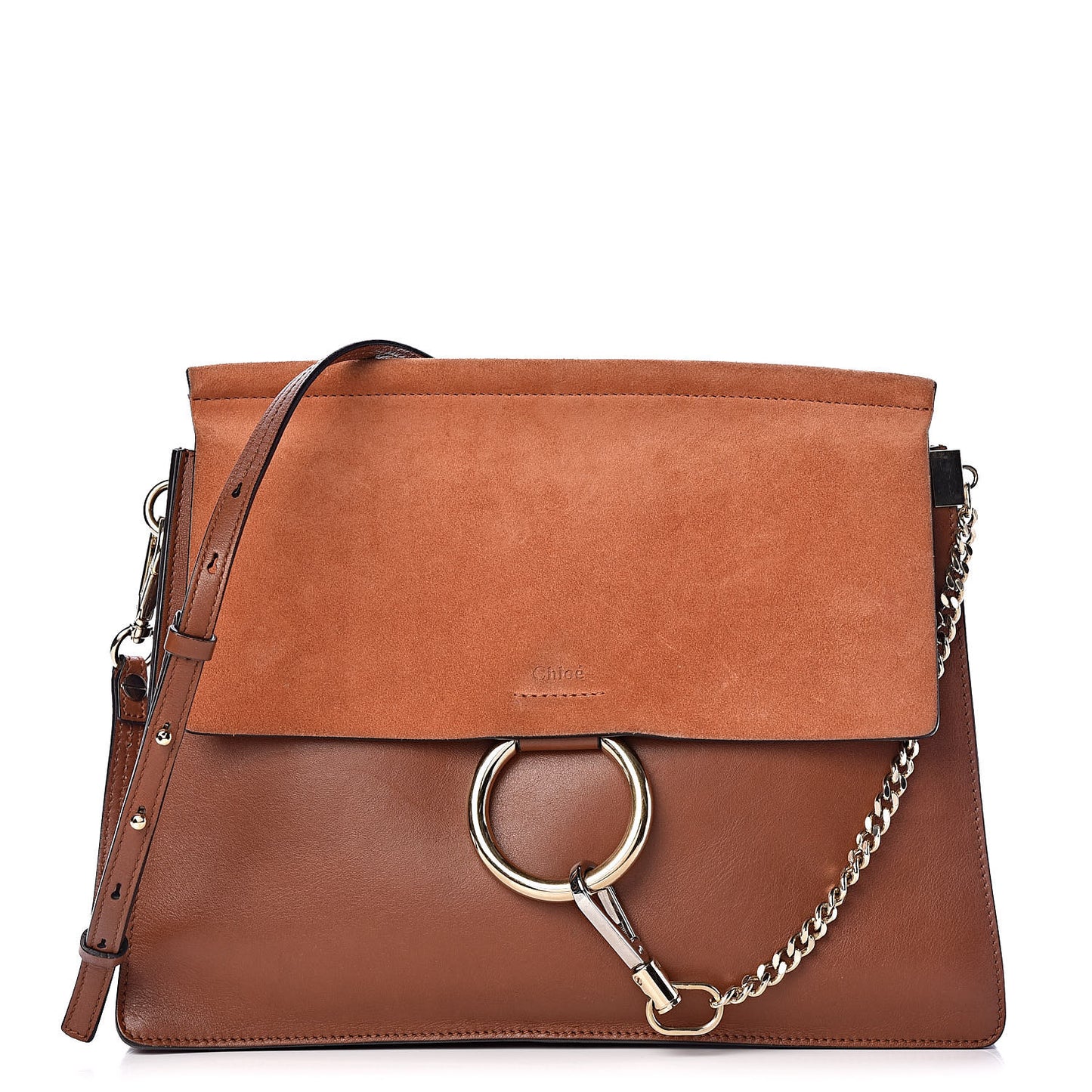 Suede Calfskin Medium Faye Shoulder Bag Tobacco