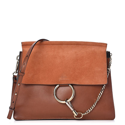 Chloe Suede Calfskin Medium Faye Shoulder Bag Tobacco 1 of 11