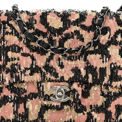 Chanel Sequin Leopard Print Quilted Medium Single Flap Pink Gold 8 of 11