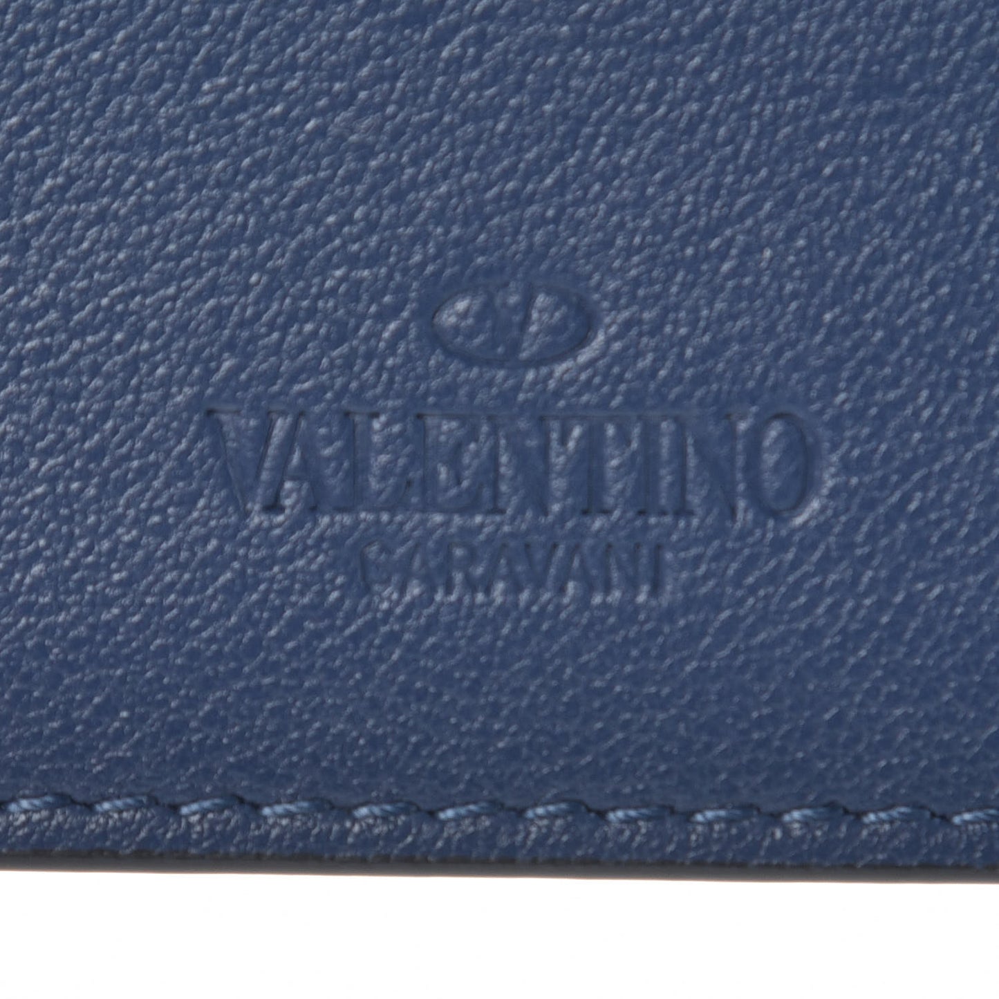 Vitello Rockstud Card Holder Indigo