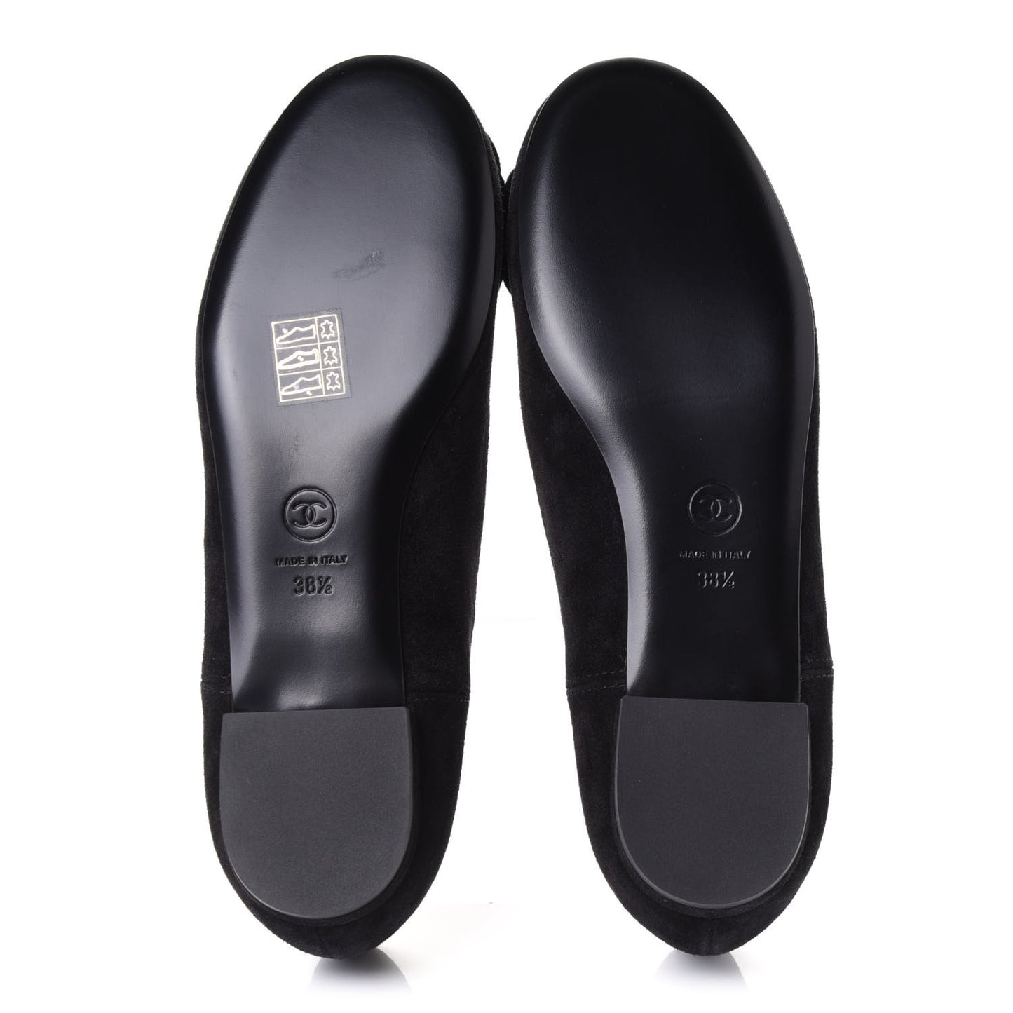 Suede Camellia CC Ballerina Flat 38.5 Black