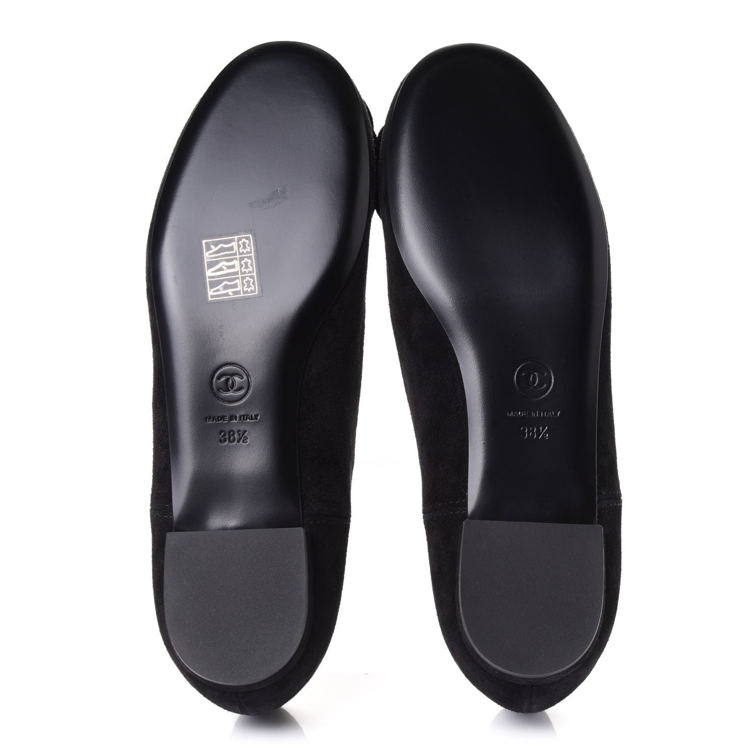 Chanel Suede Camellia CC Ballerina Flat 38.5 Black 6 of 10