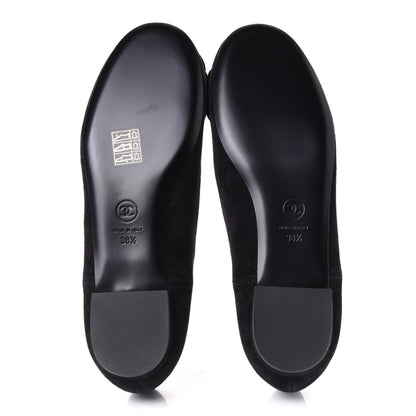 Chanel Suede Camellia CC Ballerina Flat 38.5 Black 6 of 10