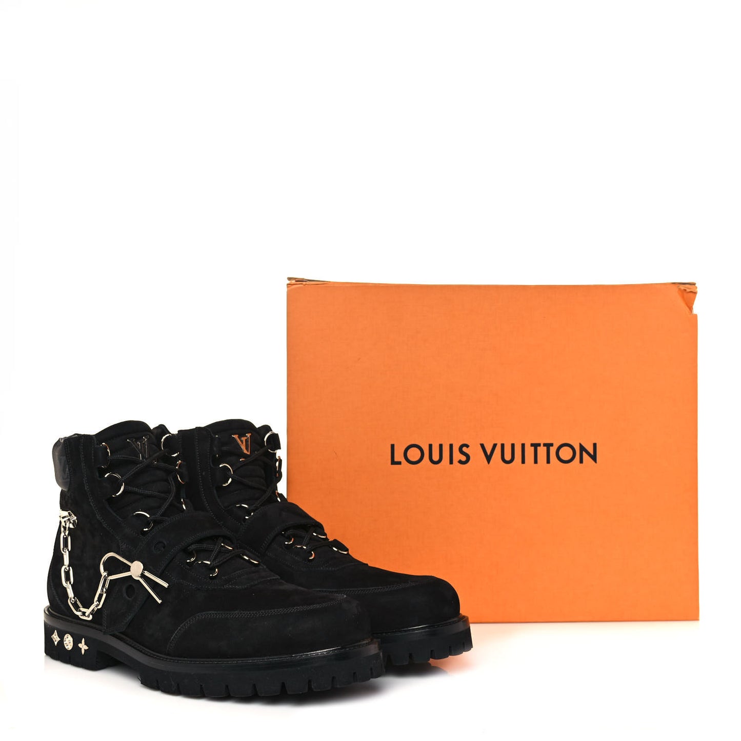 Suede Calfskin Monogram Eclipse Mens Creeper Ankle Boots 11 Black