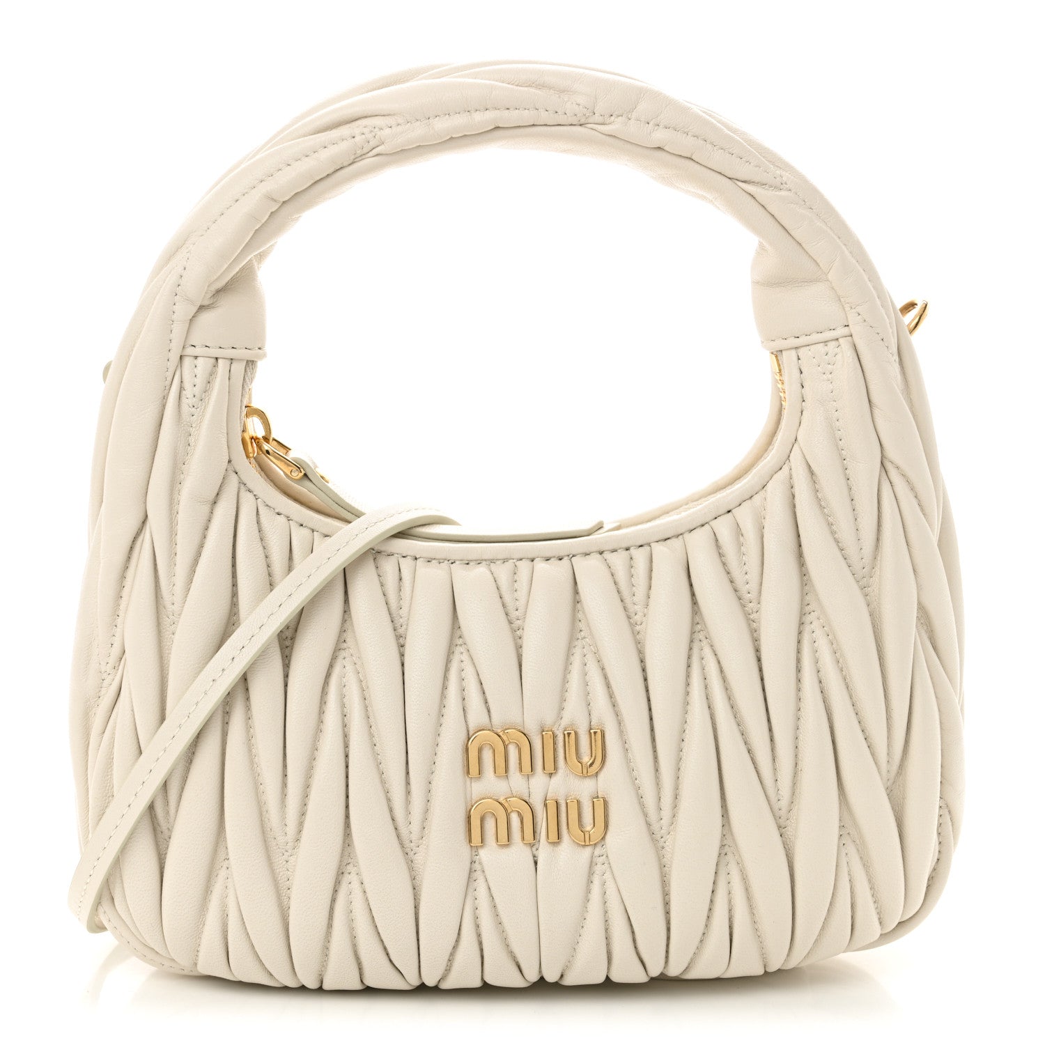 Miu Miu Nappa Matelasse Small Wander Hobo White 1 of 10
