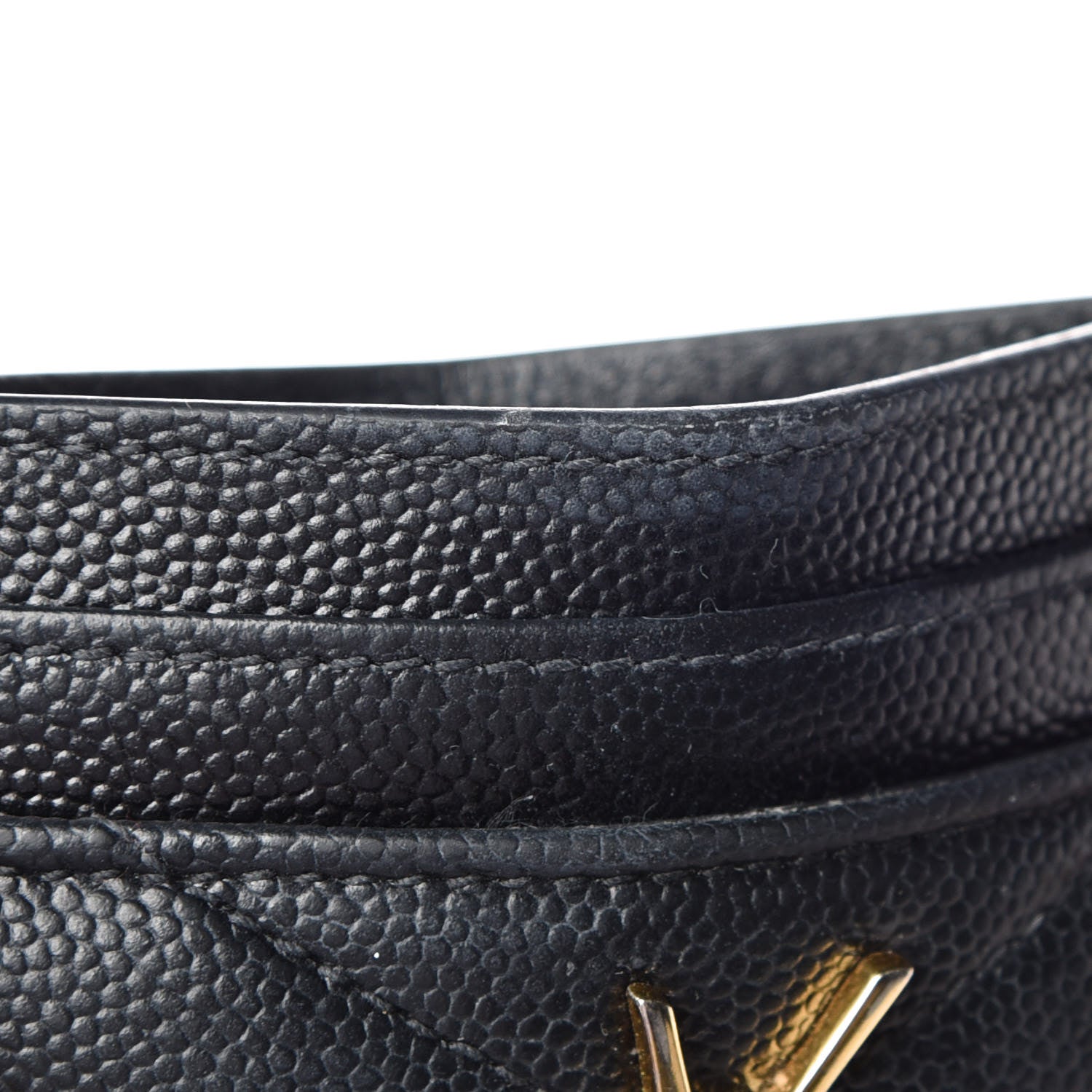 Saint Laurent Grain De Poudre Matelasse Chevron Monogram Credit Card Case Black 10 of 16