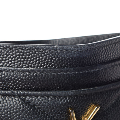 Saint Laurent Grain De Poudre Matelasse Chevron Monogram Credit Card Case Black 10 of 16